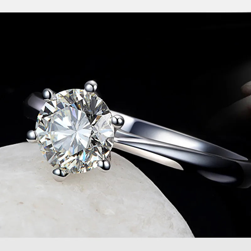 S925 Sterling Silver Crystal Engagement Ring