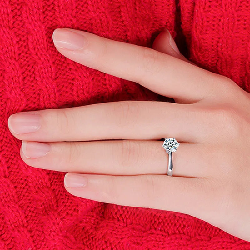 S925 Sterling Silver Crystal Engagement Ring