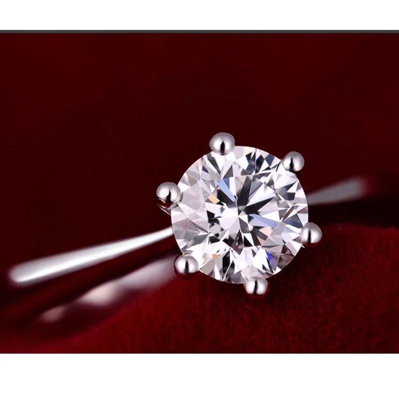 S925 Sterling Silver Crystal Engagement Ring