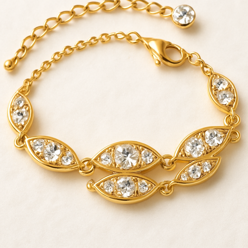 Gold Rhinestone Statement Bracelet | Crystal Bangle