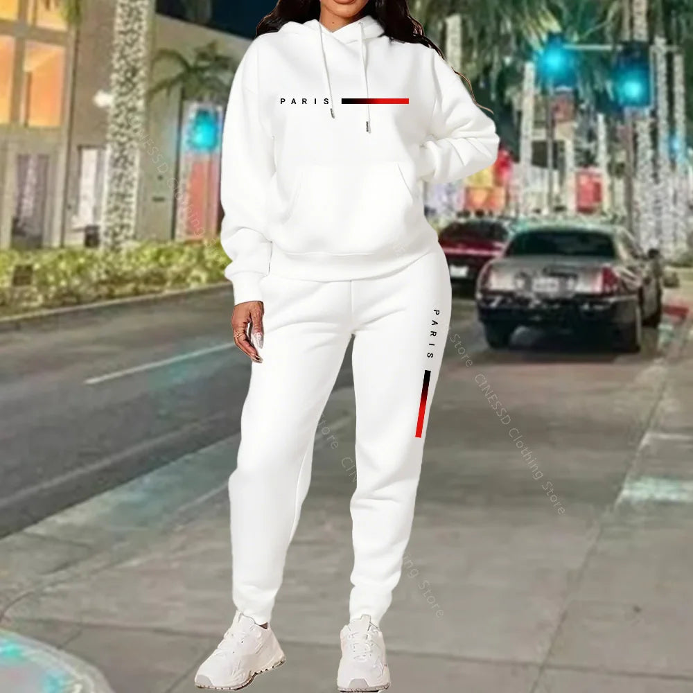 Women's Paris Print Hoodie & Jogger Set