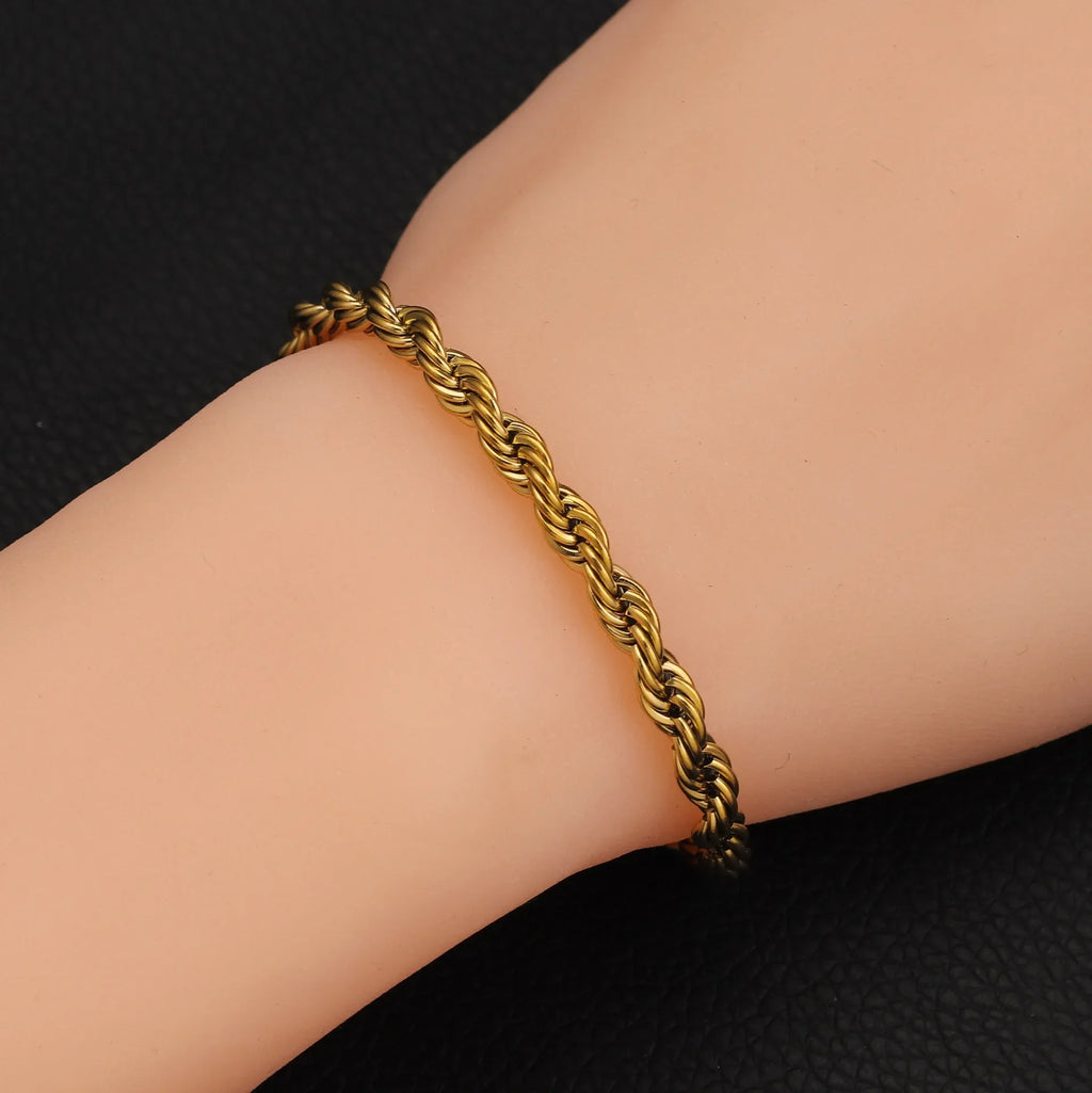 Twisted Rope Chain Bracelet — Gold & Silver