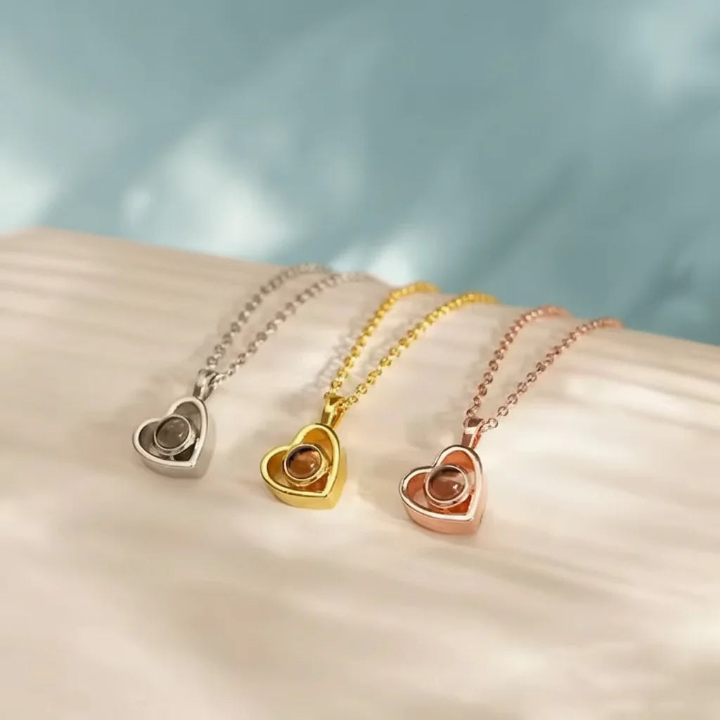 Personalised Photo Projection Necklace — Heart Pendant