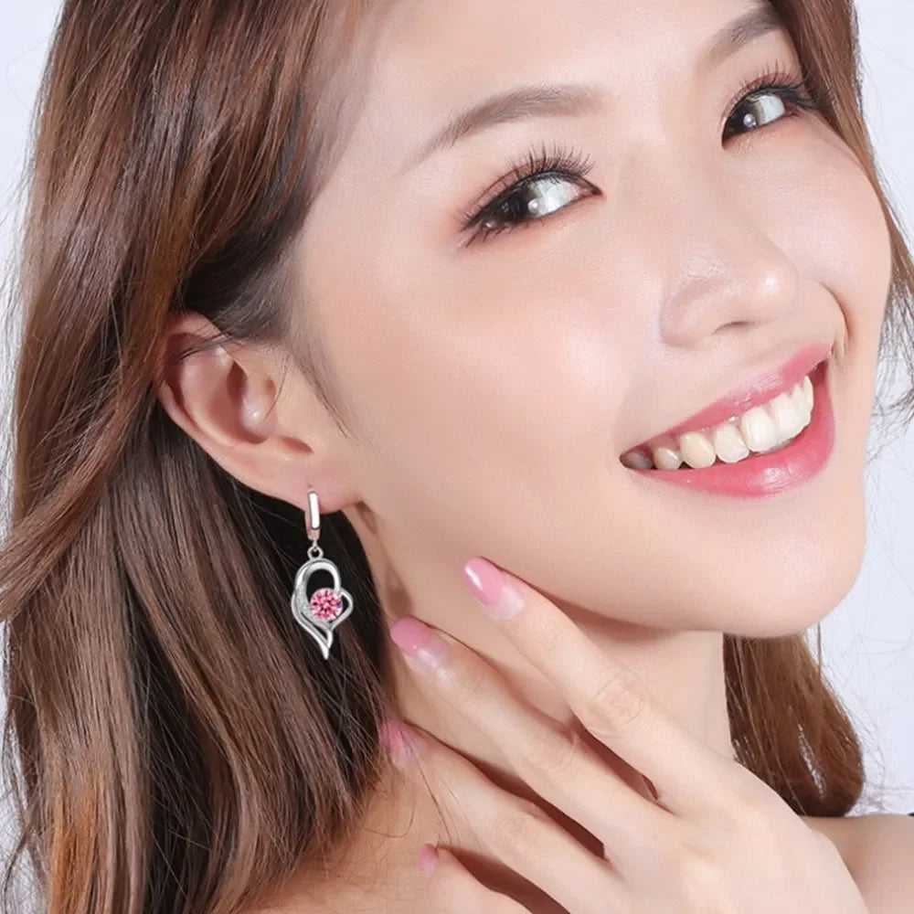 925 Sterling Silver Crystal Zircon Stud Earrings — Multi-Colour