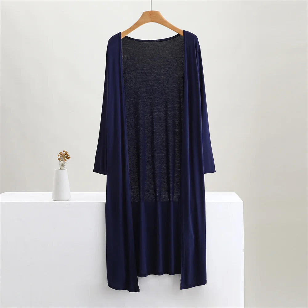 Women's Modal Long Cardigan – Lightweight Casual Coat, 12 Colours