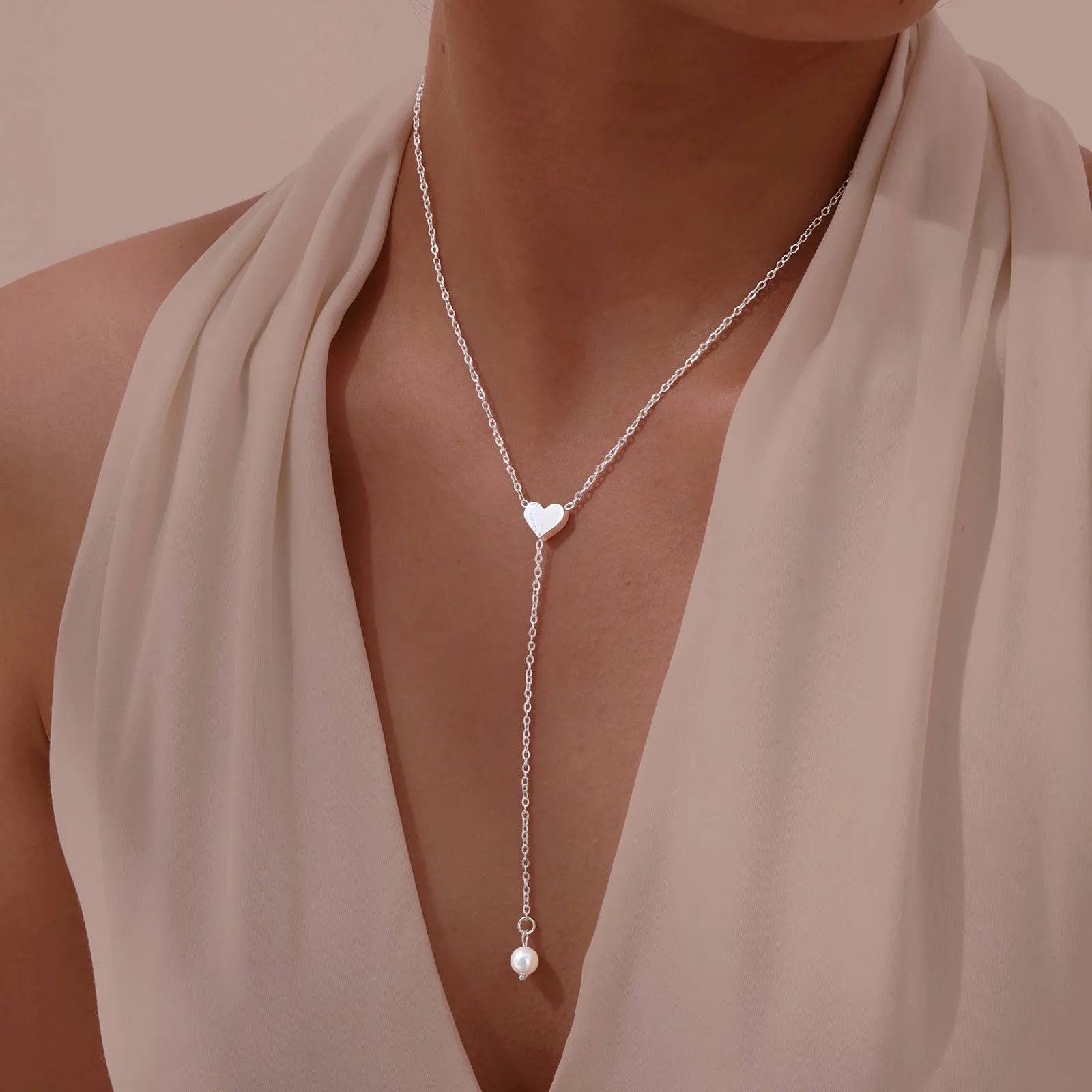 Heart & Butterfly Y-Necklace — Simple Sweater Chain