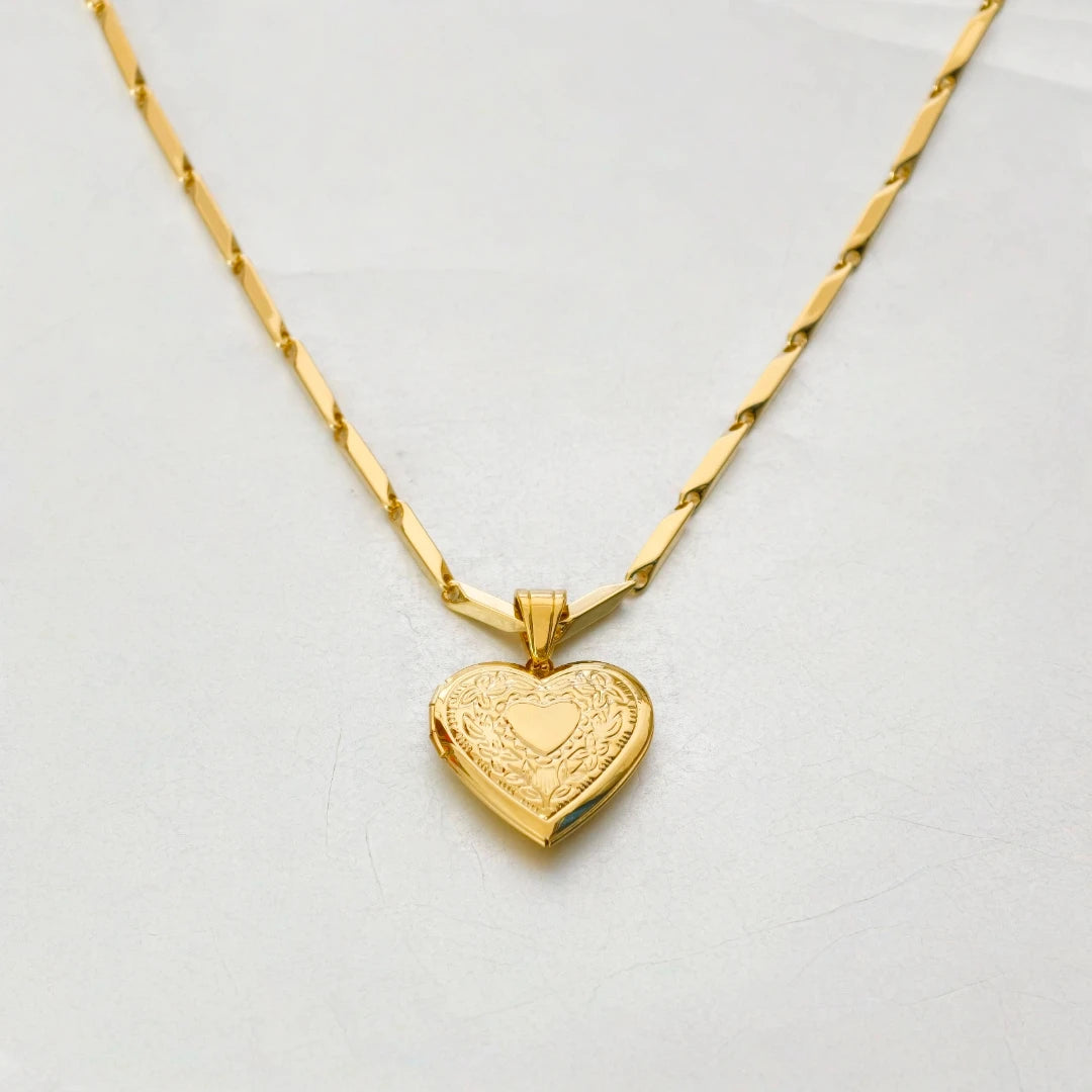 Heart Locket Pendant Necklace — Gold & Silver