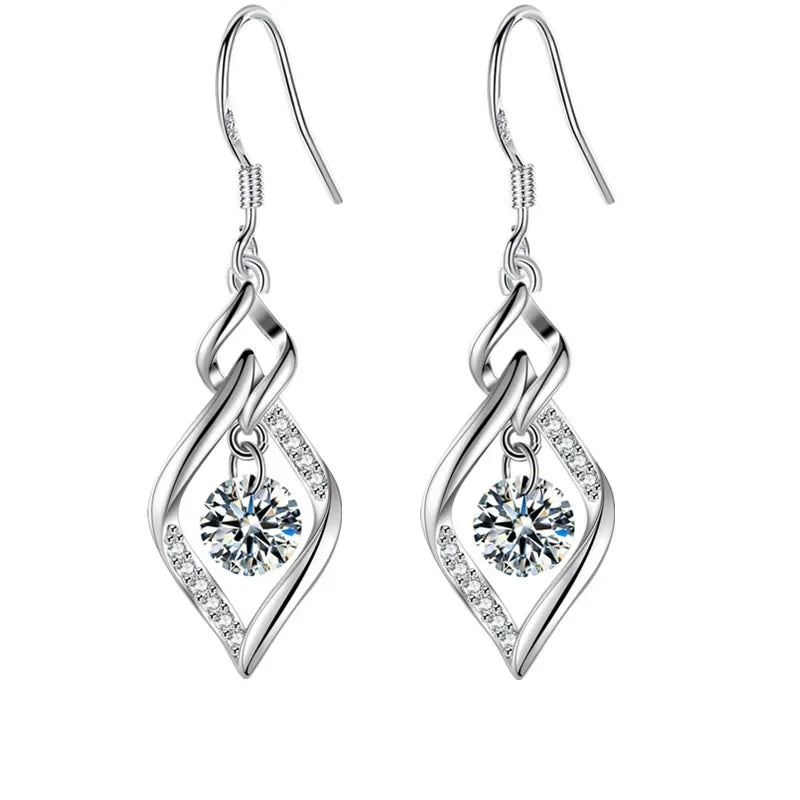 925 Sterling Silver Crystal Zircon Stud Earrings — Multi-Colour