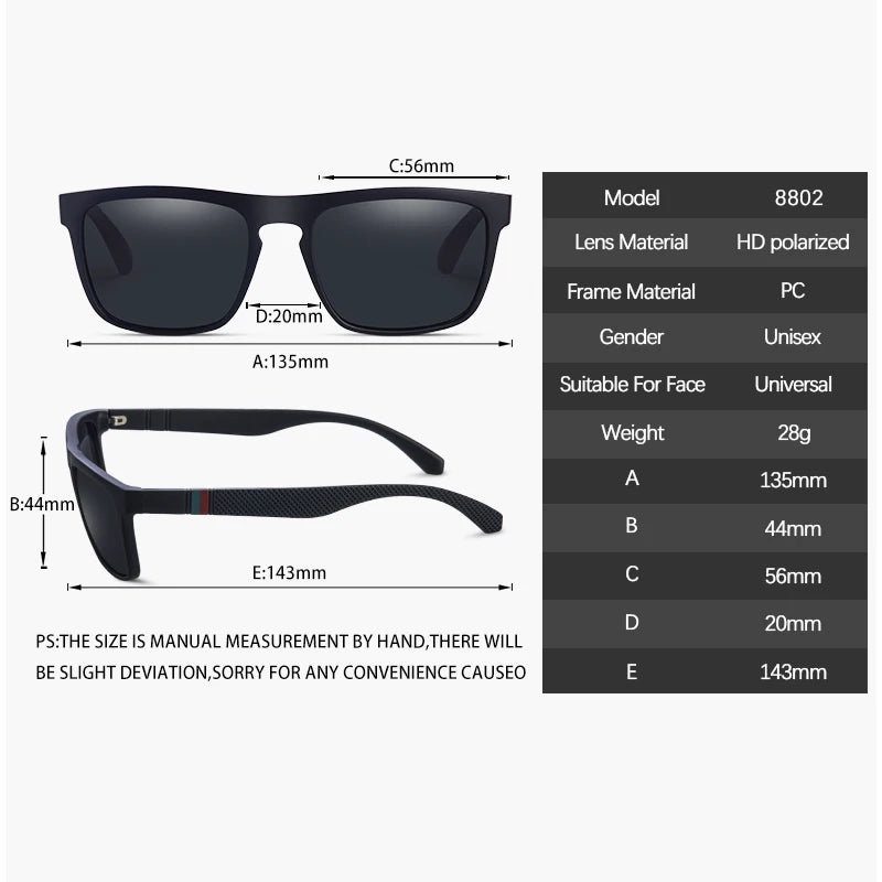 Polarized Vintage Square Sunglasses – UV400, CE Certified