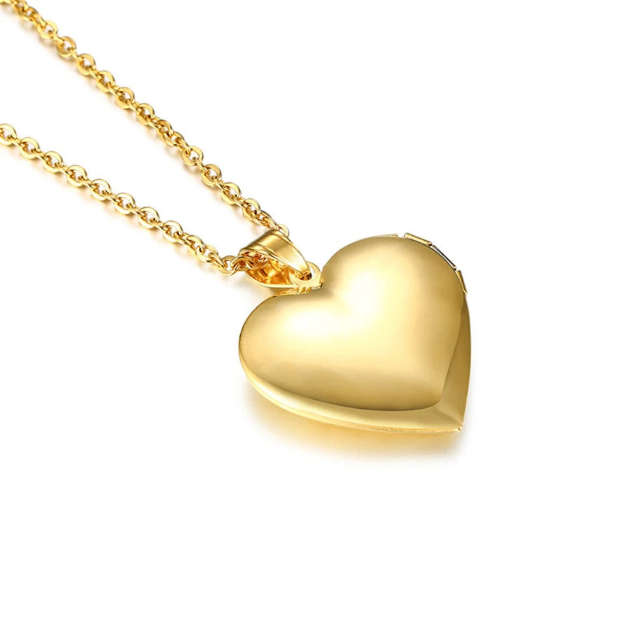 Heart Locket Pendant Necklace — Gold & Silver