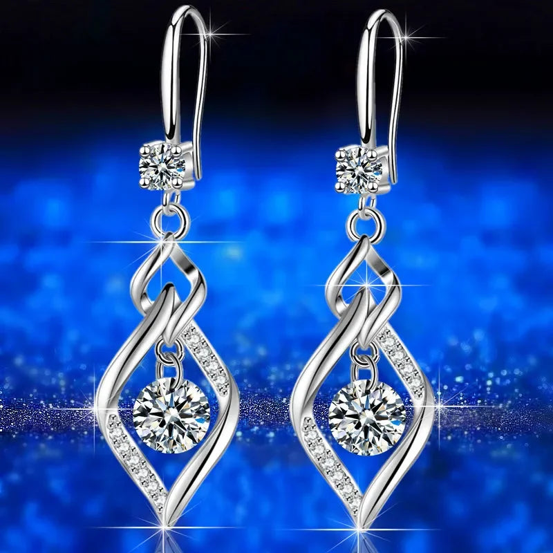 925 Sterling Silver Crystal Zircon Stud Earrings — Multi-Colour