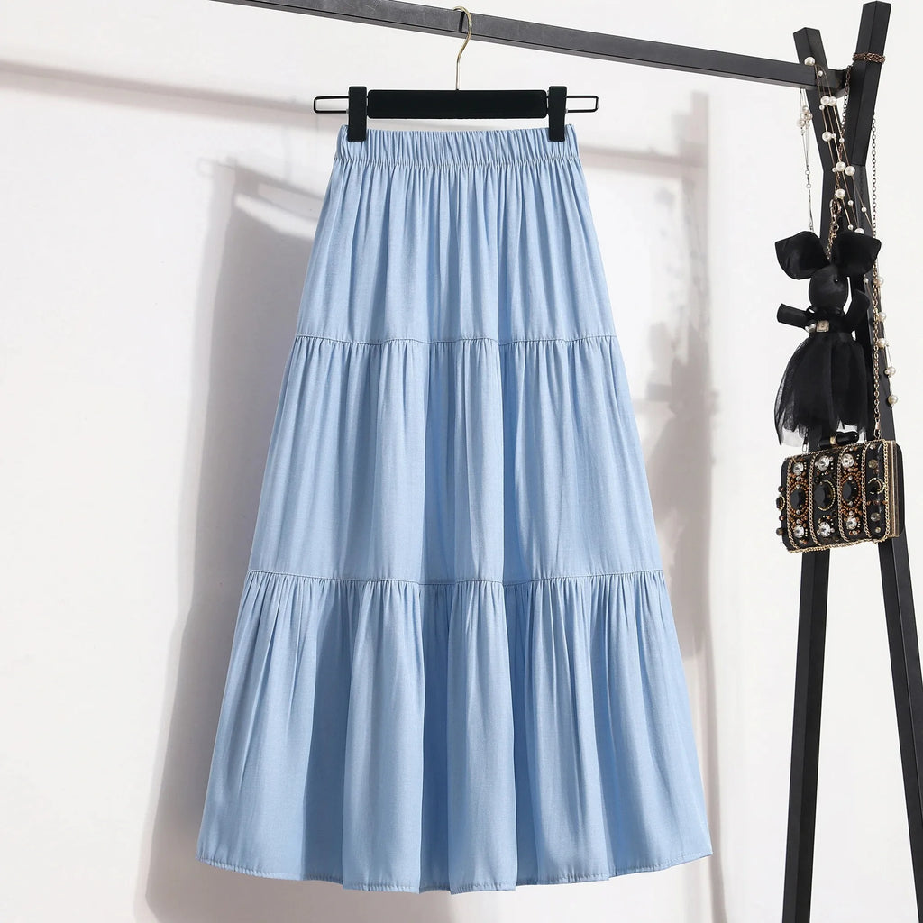 Women's Vintage A-Line Cake Skirt – High Waist Midi Skirt