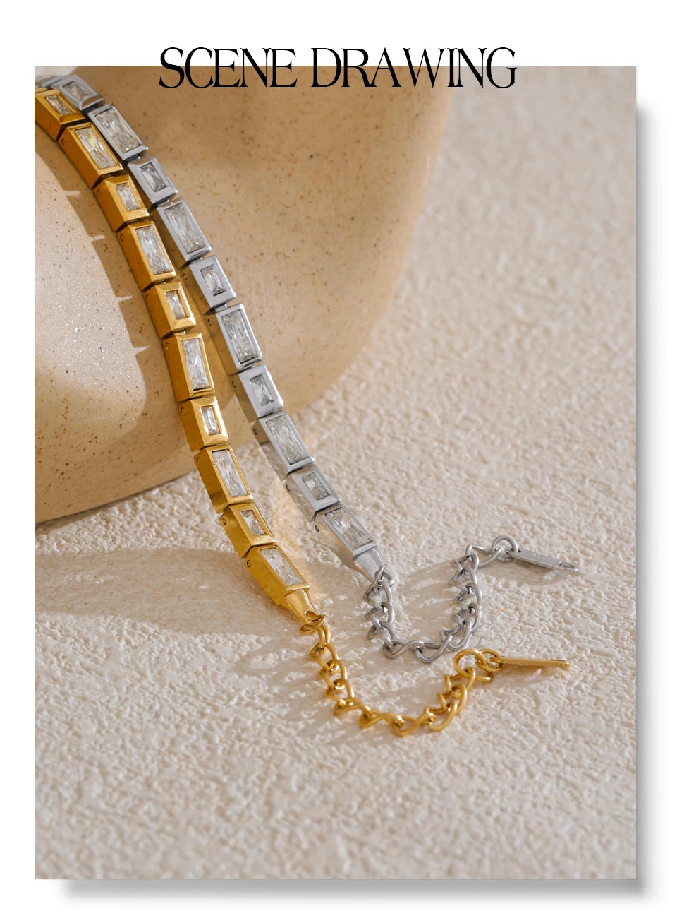 Premium Cubic Zirconia Chain Bracelet — Waterproof Stainless Steel