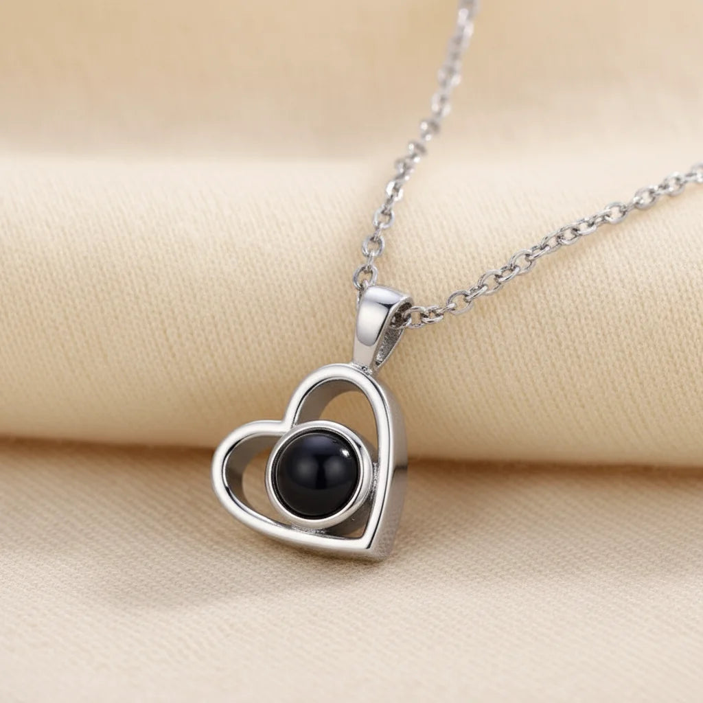 Personalised Photo Projection Necklace — Heart Pendant