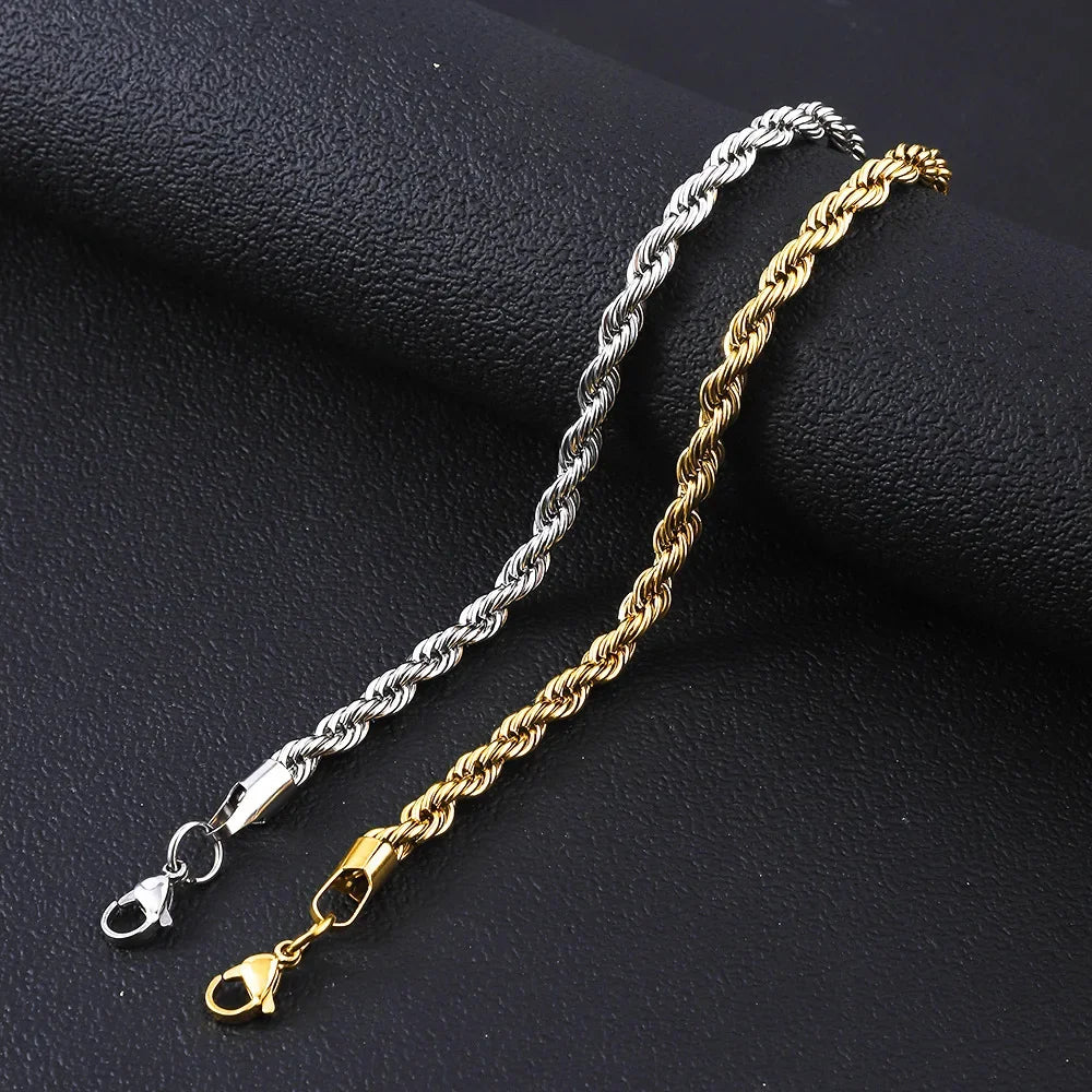 Twisted Rope Chain Bracelet — Gold & Silver