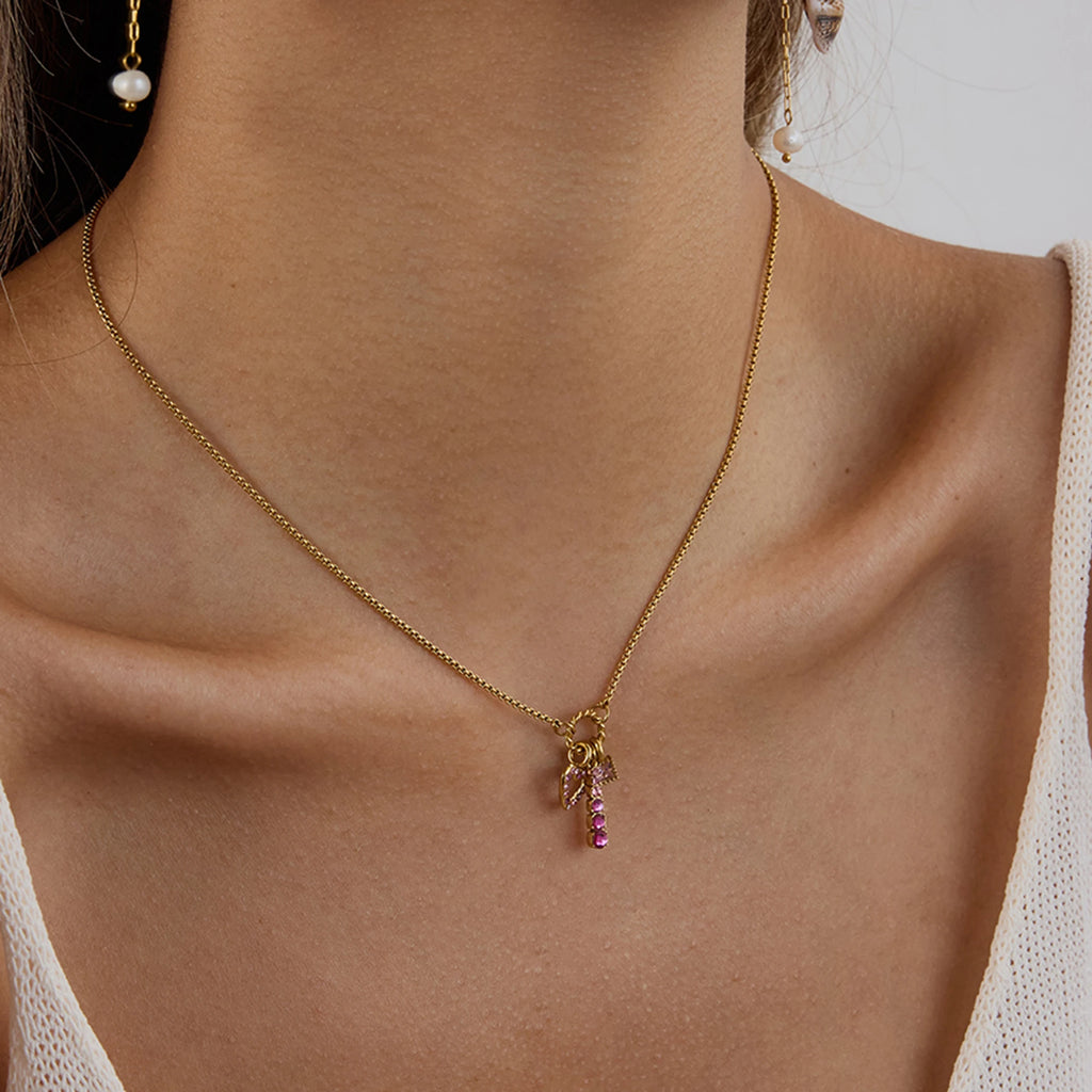 Pink Zirconia Heart Pendant Necklace — Delicate & Elegant