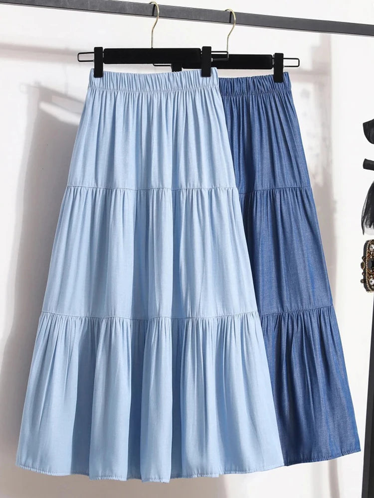 Women's Vintage A-Line Cake Skirt – High Waist Midi Skirt