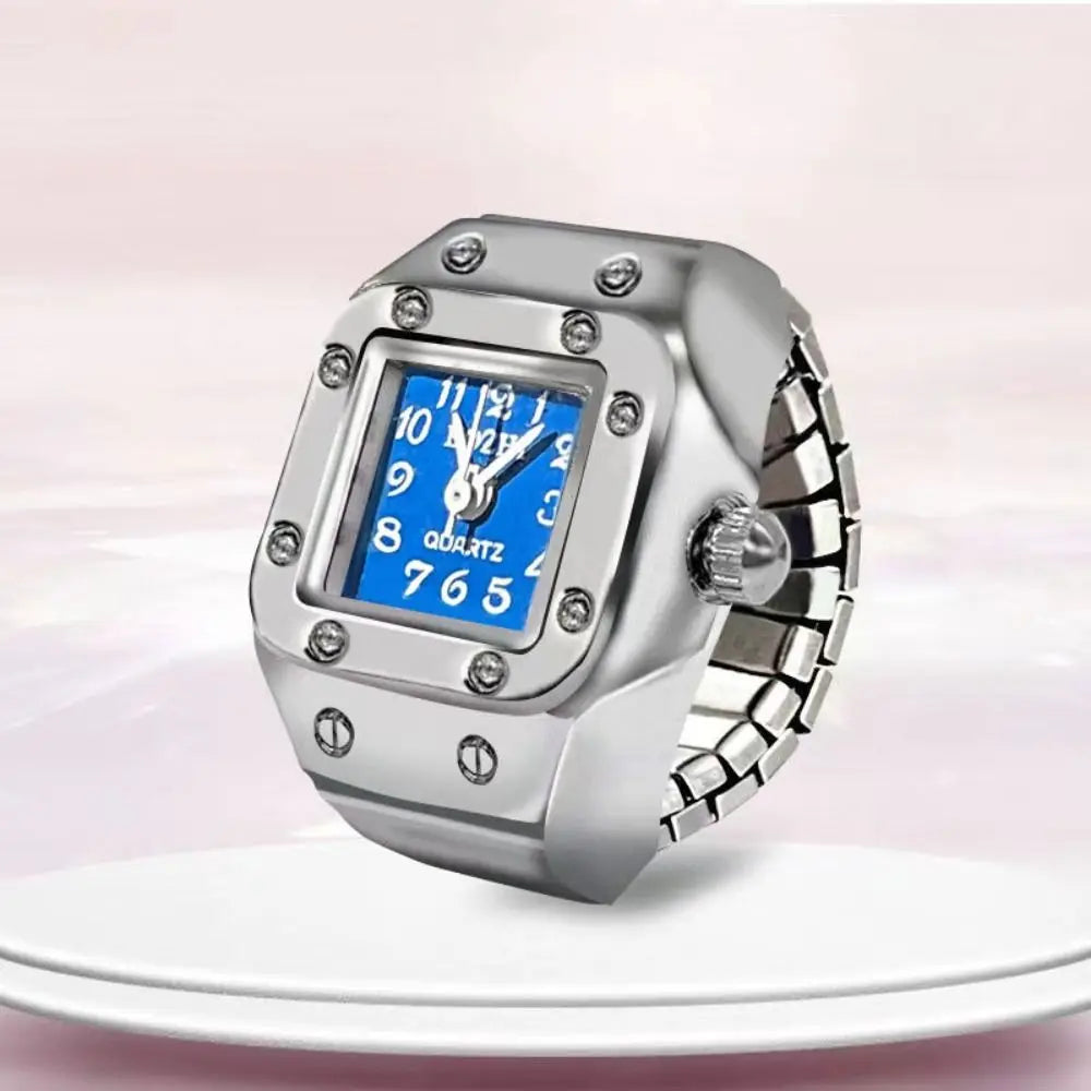 Vintage Finger Watch Ring — Heart Clock Punk Couple Ring