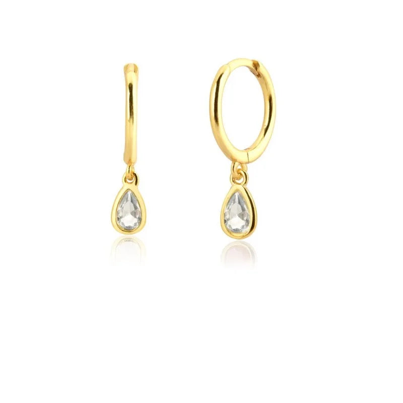 Multicolor Zircon Water Drop Hoop Earrings