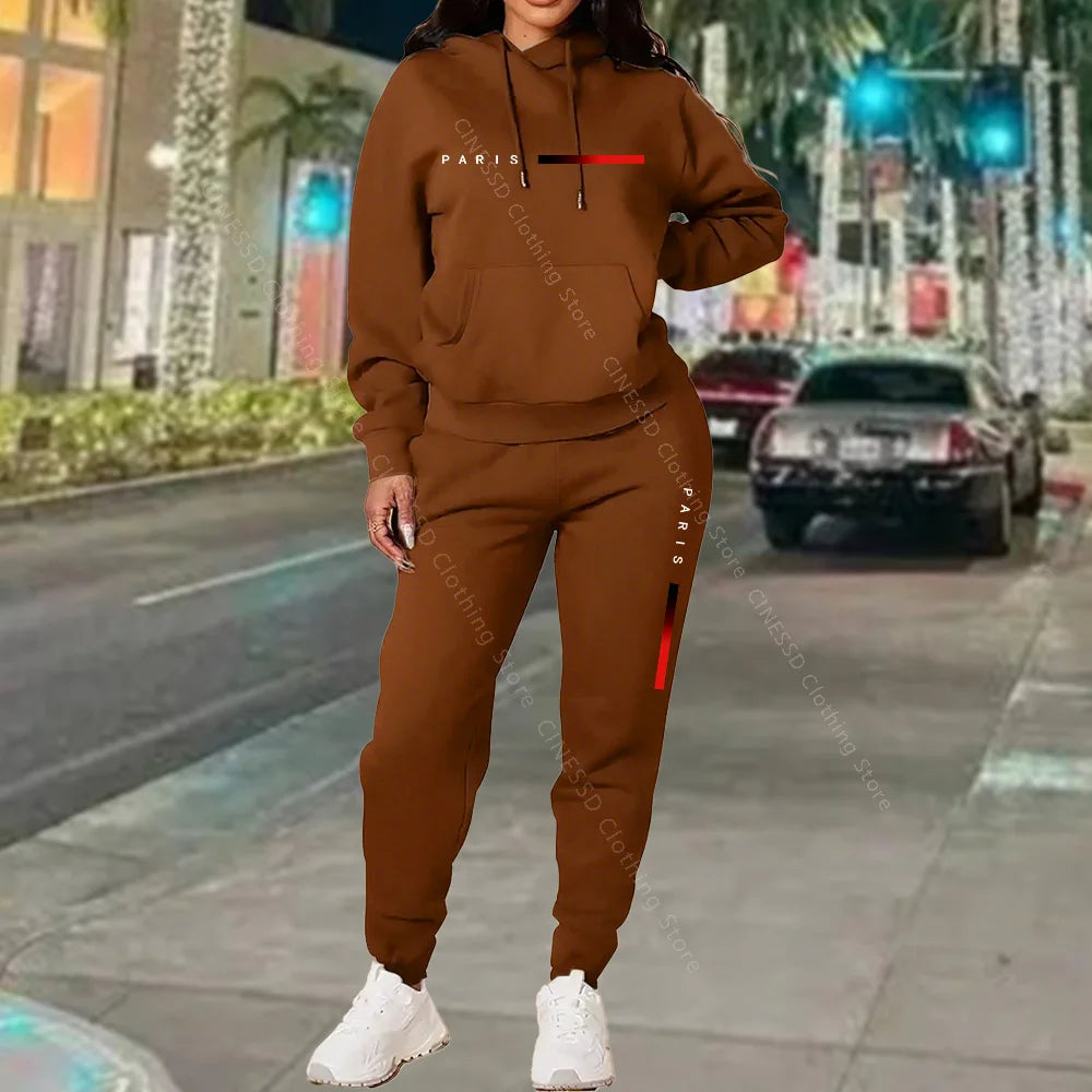 Women's Paris Print Hoodie & Jogger Set