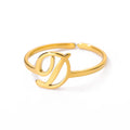 Initial Letter Ring A-Z — Gold Adjustable Stainless Steel