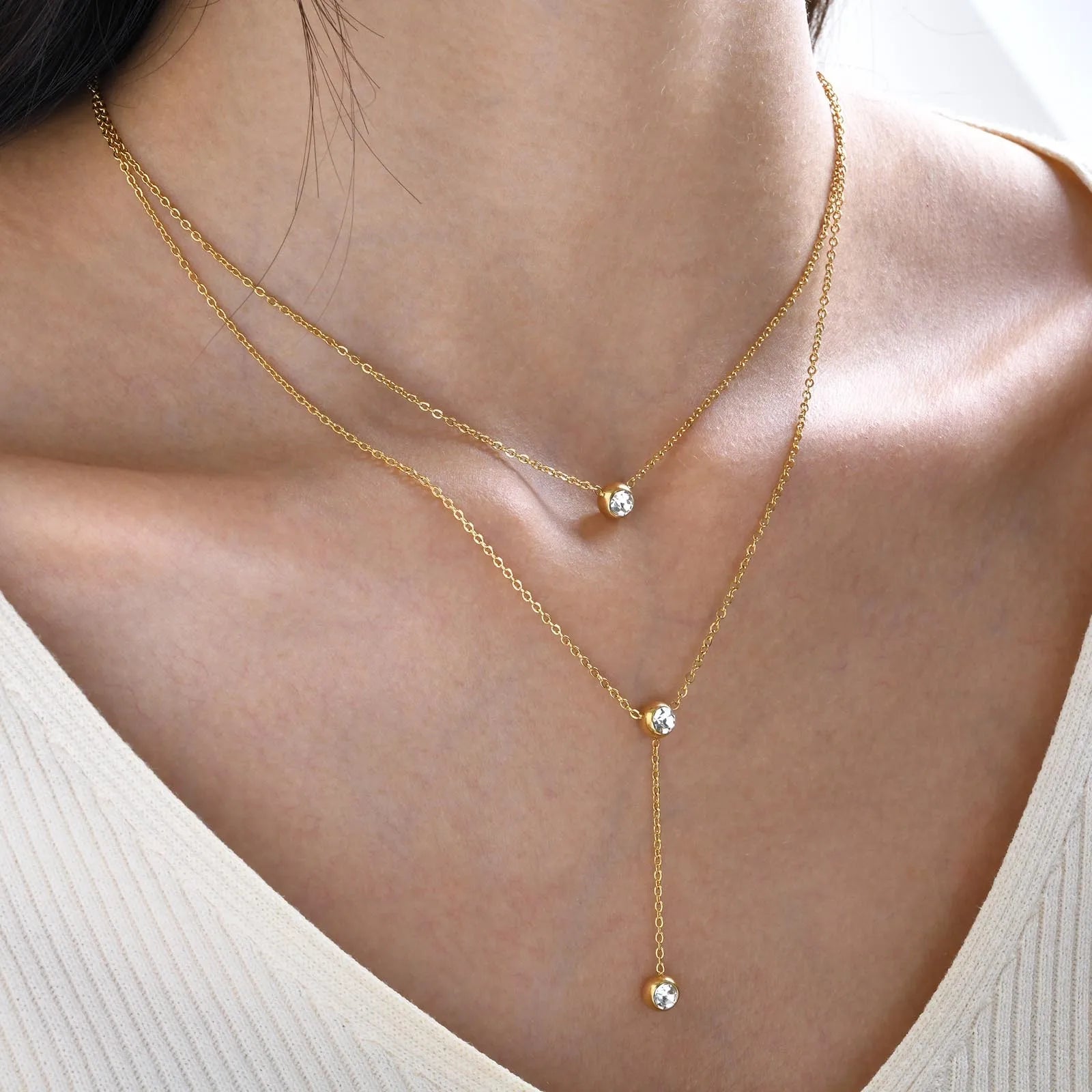 Heart & Butterfly Y-Necklace — Simple Sweater Chain