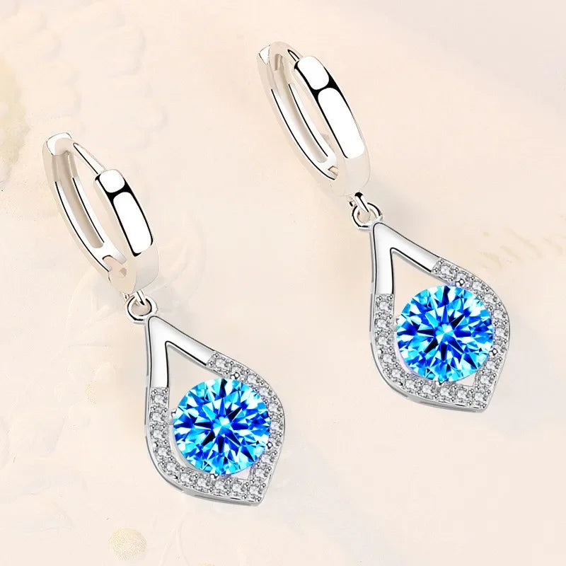 925 Sterling Silver Crystal Zircon Stud Earrings — Multi-Colour