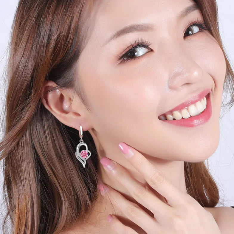 925 Sterling Silver Crystal Zircon Stud Earrings — Multi-Colour