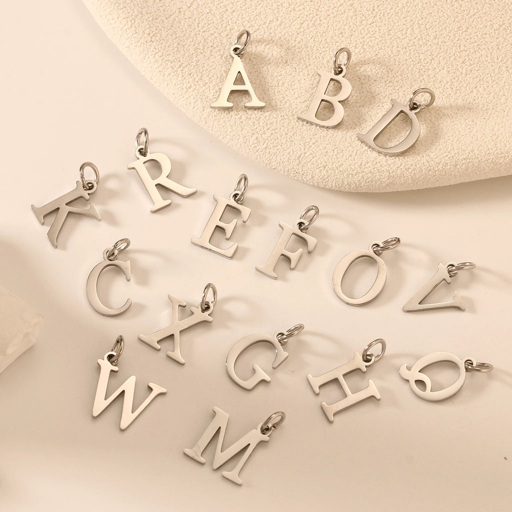 5pcs Stainless Steel Initial Letter Charms A-Z — Gold & Silver