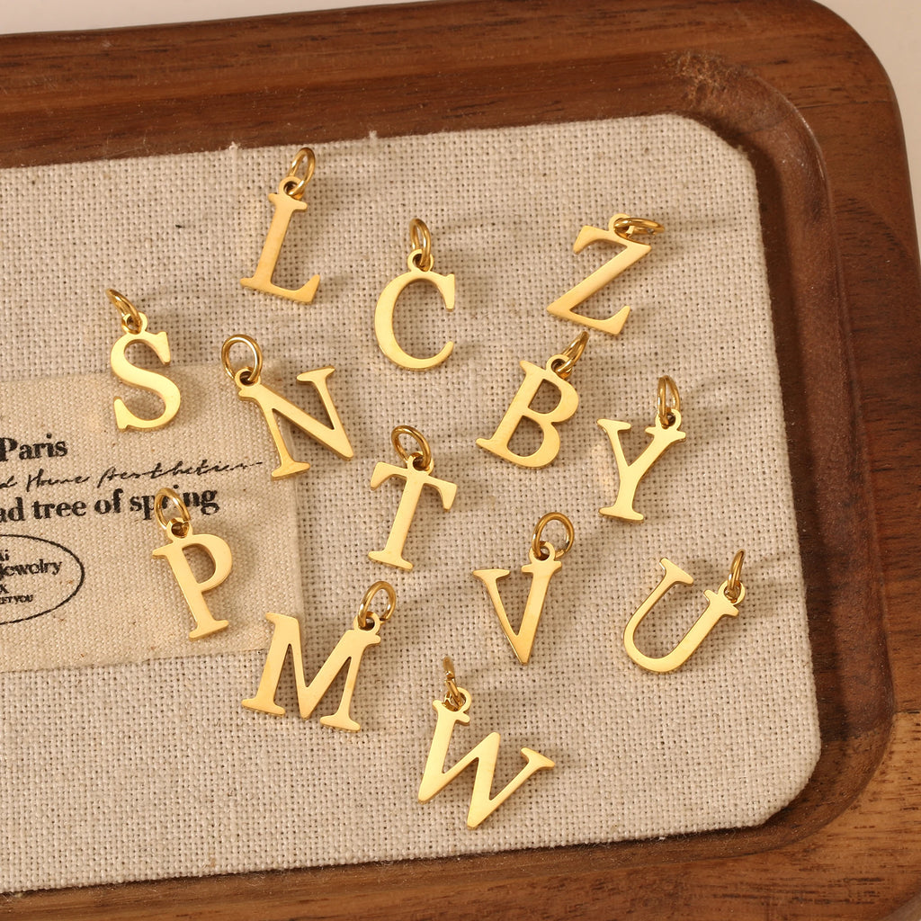 5pcs Stainless Steel Initial Letter Charms A-Z — Gold & Silver