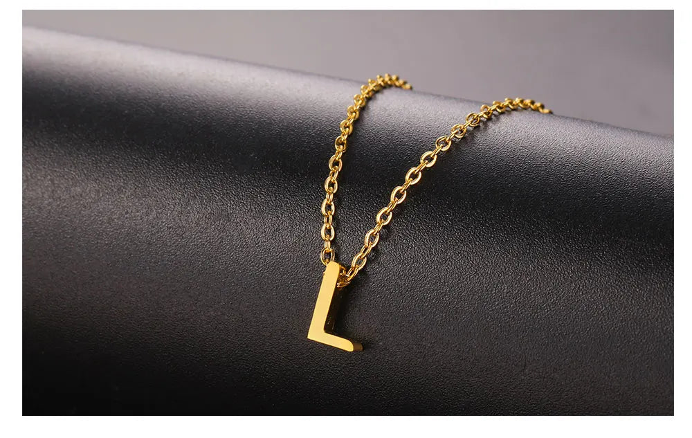 Initial Letter Pendant Necklace A-Z — Gold & Silver