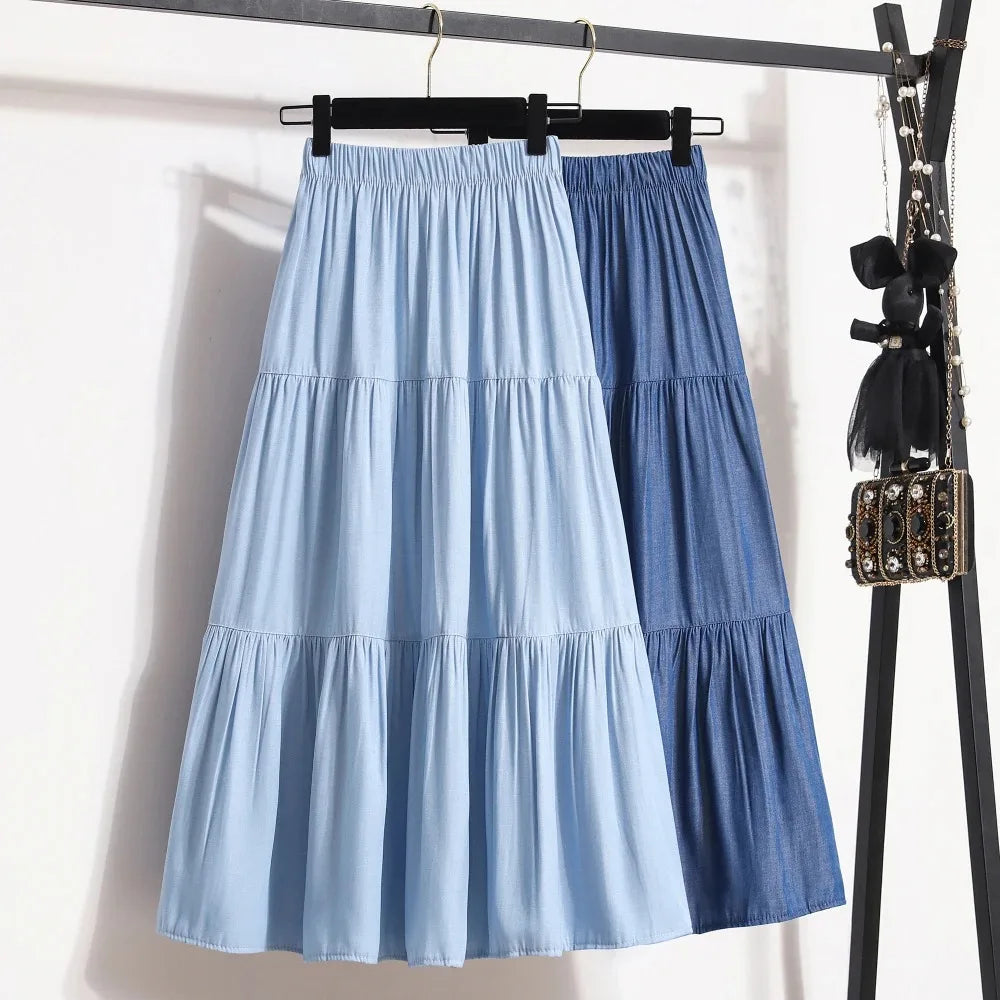 Women's Vintage A-Line Cake Skirt – High Waist Midi Skirt