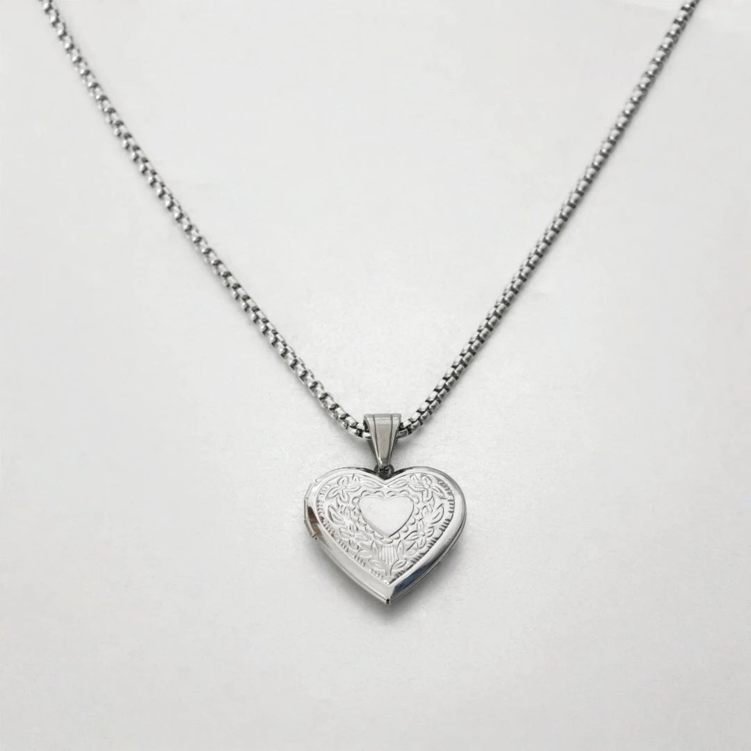 Heart Locket Pendant Necklace — Gold & Silver