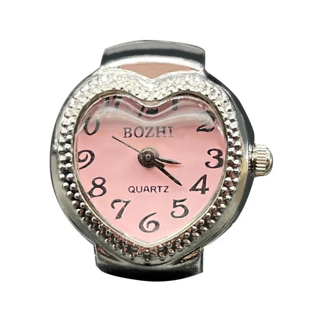 Vintage Finger Watch Ring — Heart Clock Punk Couple Ring
