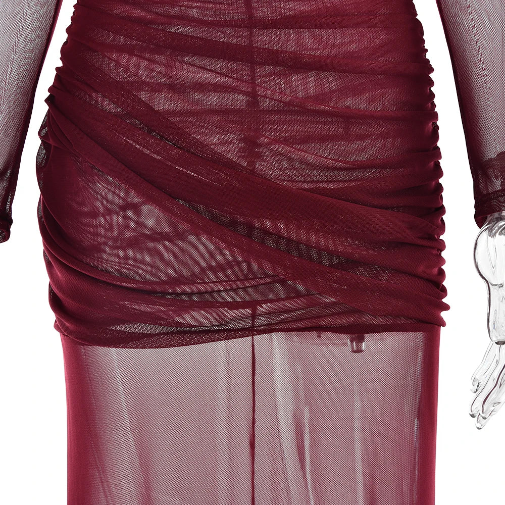 Women's Mesh Patchwork Bodycon Evening Dress