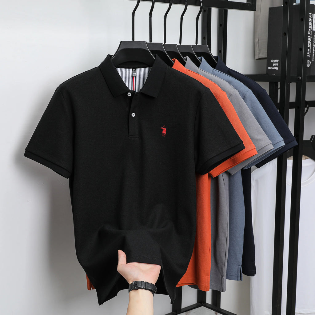 100% pure cotton fashionable men's shortsleeved polo shirt summer new business casual top exquisite brand pony embroidery Tshirt