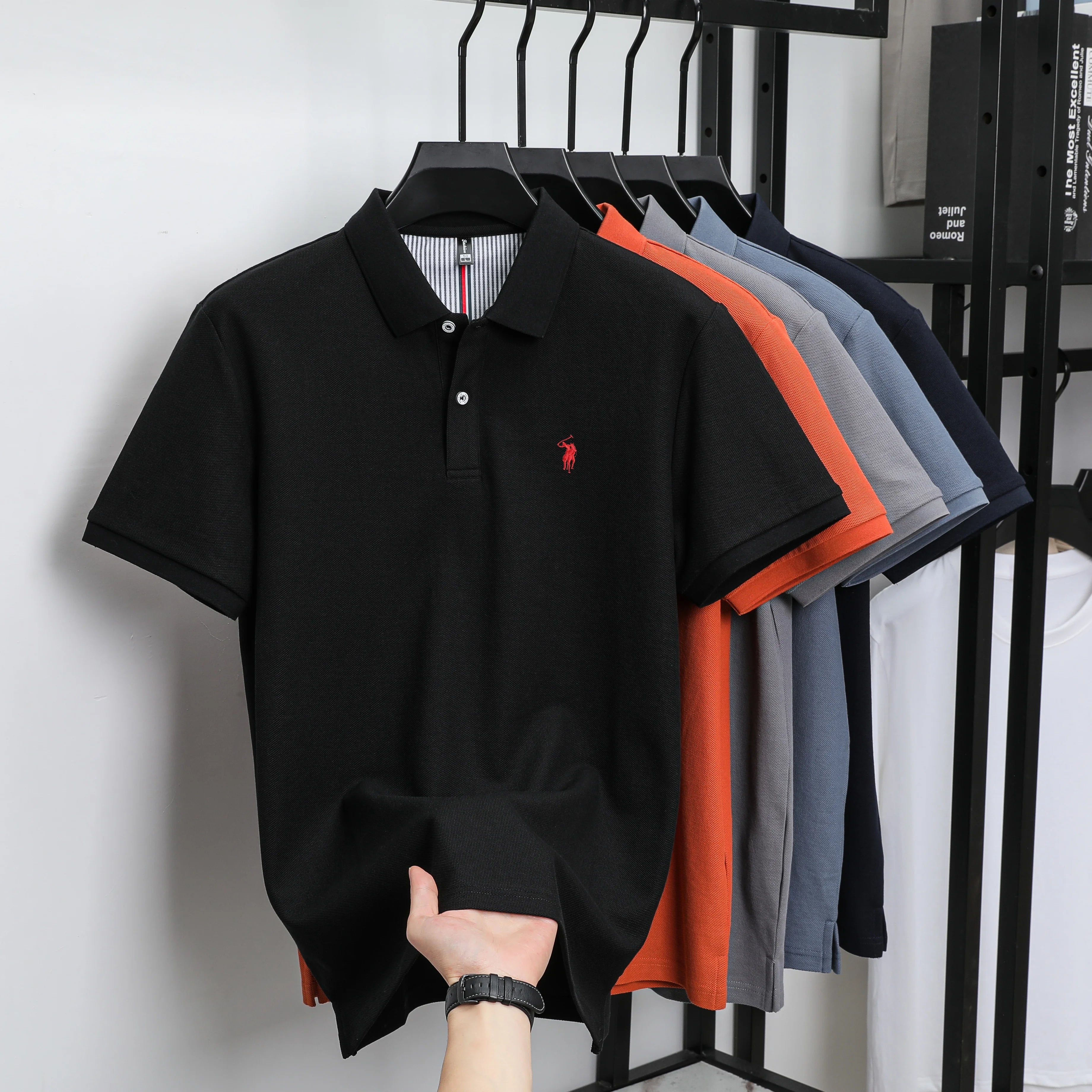 100% pure cotton fashionable men's shortsleeved polo shirt summer new business casual top exquisite brand pony embroidery Tshirt