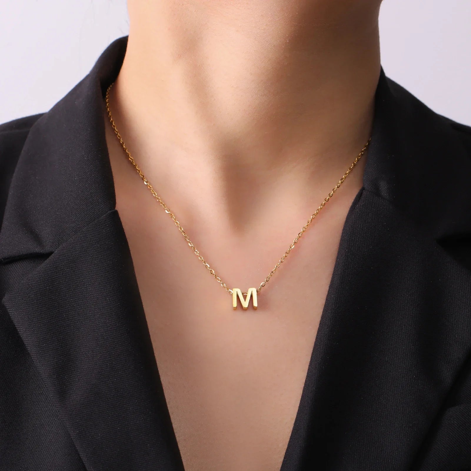 Initial Letter Pendant Necklace A-Z — Gold & Silver