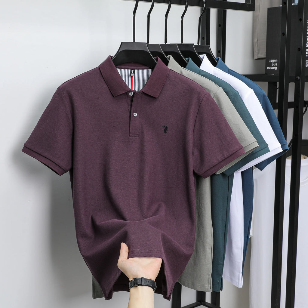 100% pure cotton fashionable men's shortsleeved polo shirt summer new business casual top exquisite brand pony embroidery Tshirt