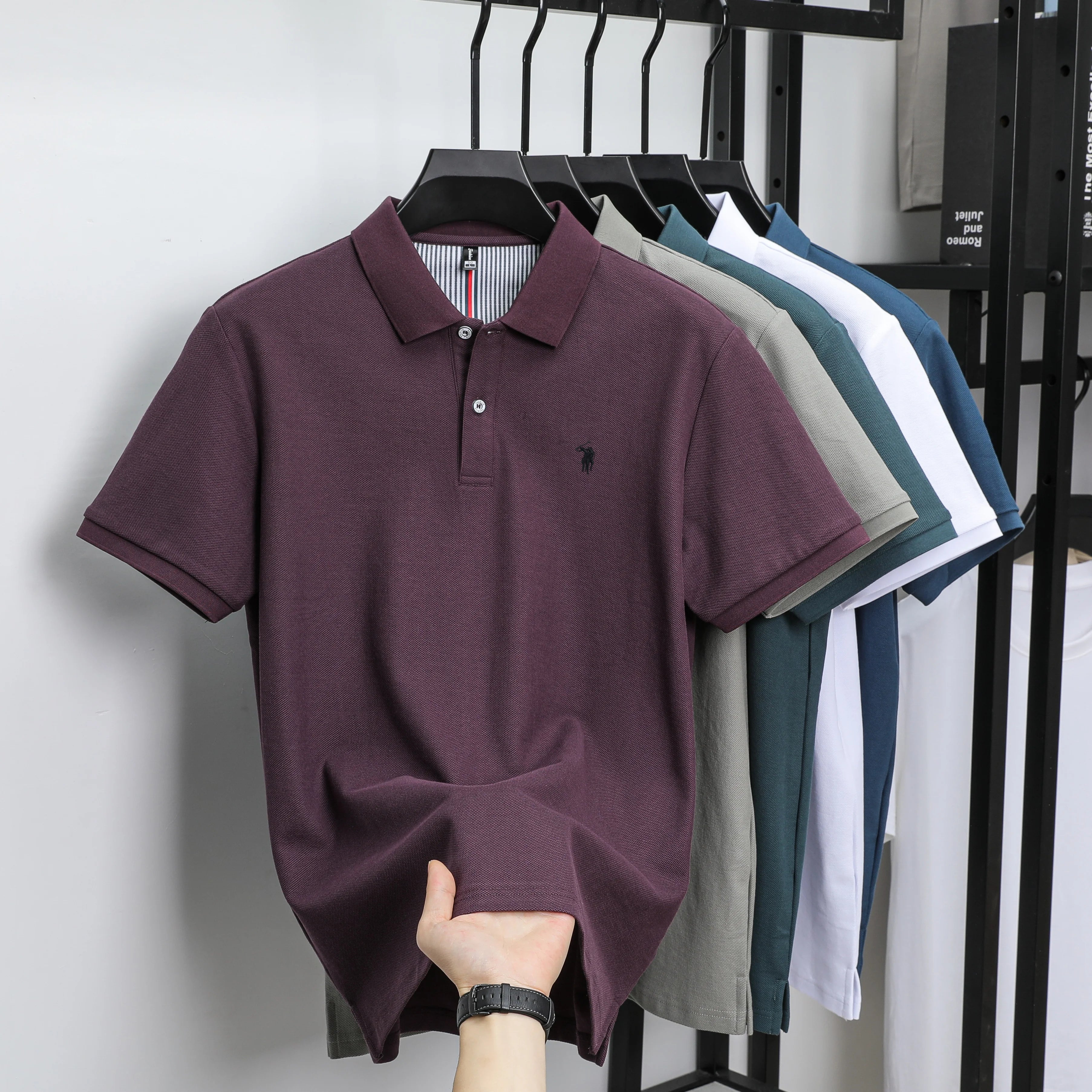 100% pure cotton fashionable men's shortsleeved polo shirt summer new business casual top exquisite brand pony embroidery Tshirt
