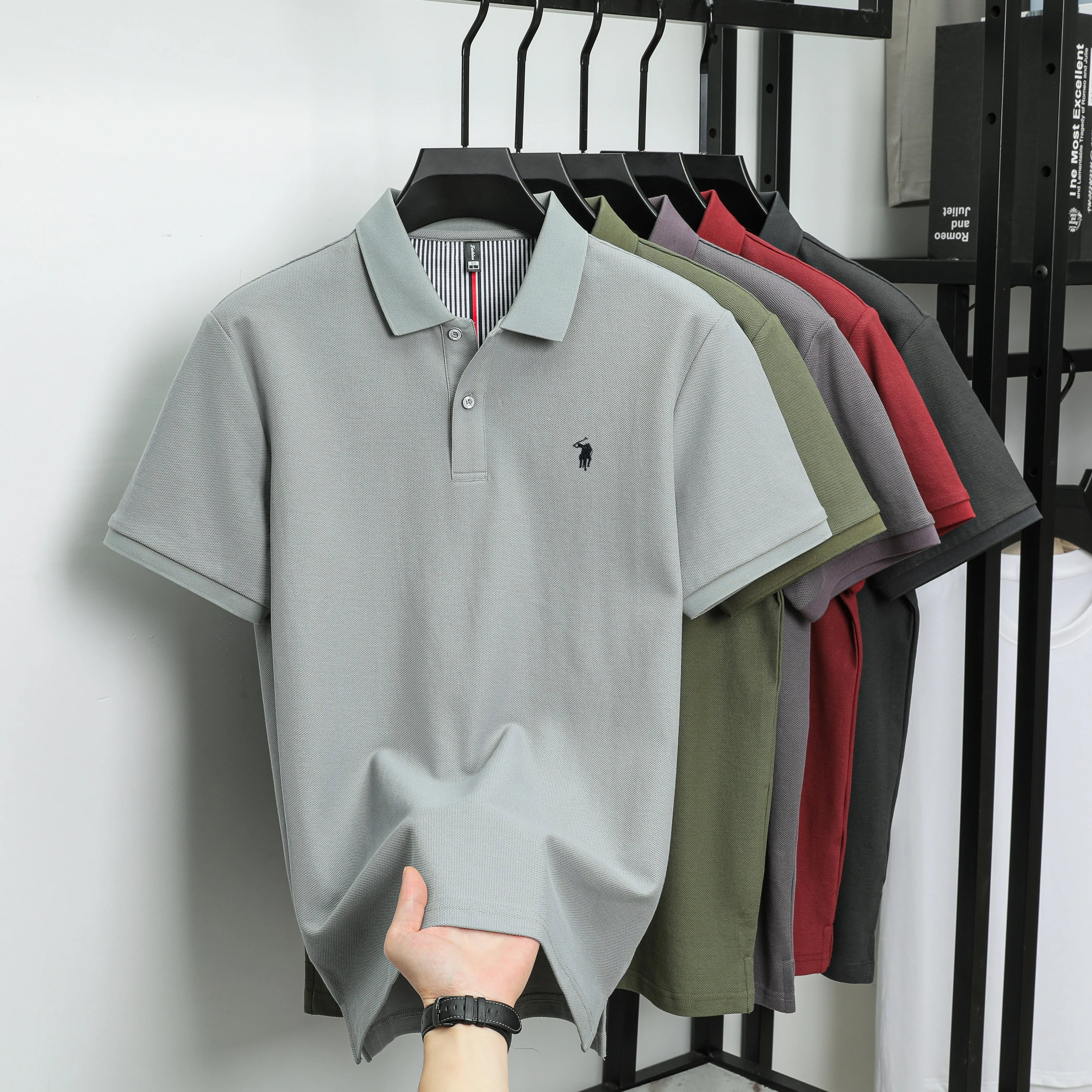 100% pure cotton fashionable men's shortsleeved polo shirt summer new business casual top exquisite brand pony embroidery Tshirt