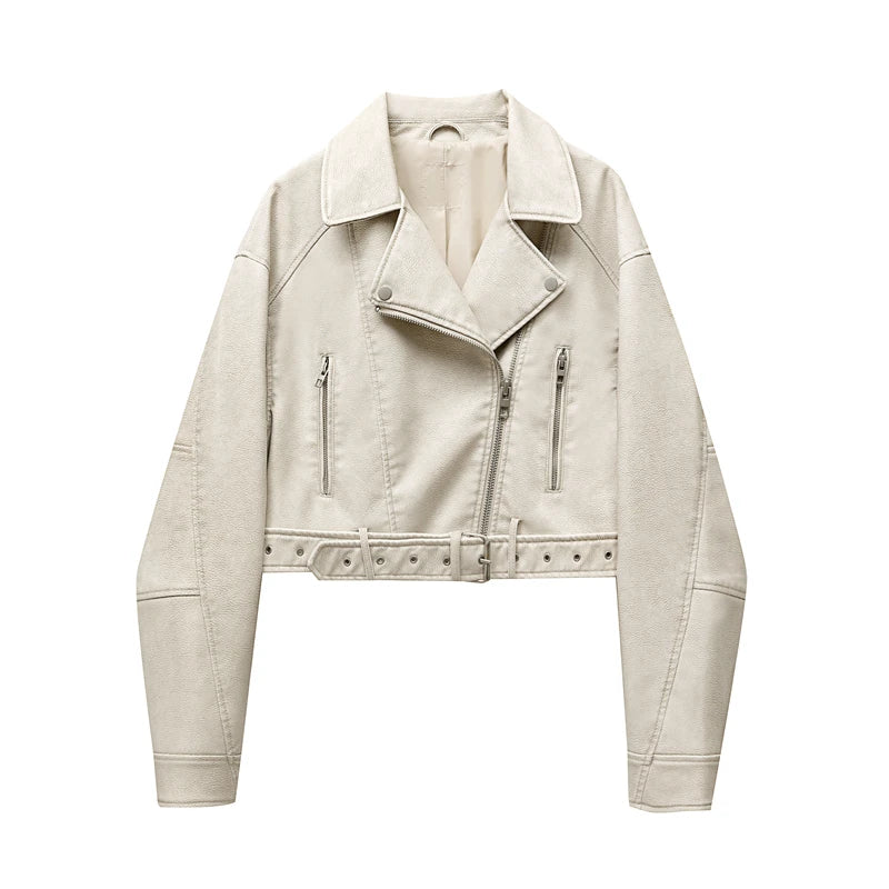 Women's Washed Leather Jacket – Vintage Belted Coat