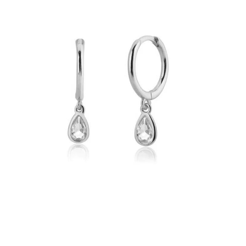 Multicolor Zircon Water Drop Hoop Earrings