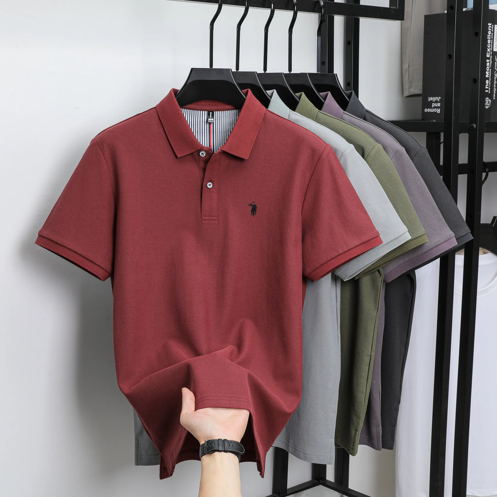 100% pure cotton fashionable men's shortsleeved polo shirt summer new business casual top exquisite brand pony embroidery Tshirt