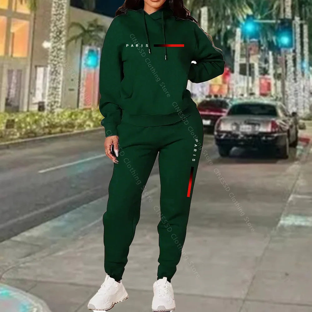 Women's Paris Print Hoodie & Jogger Set