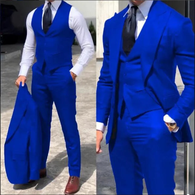 Classy Wedding Tuxedos Suits Slim Fit Bridegroom For Men 3 Pieces Groomsmen Suit Male Cheap Formal Business  (Jacket+Vest+Pants