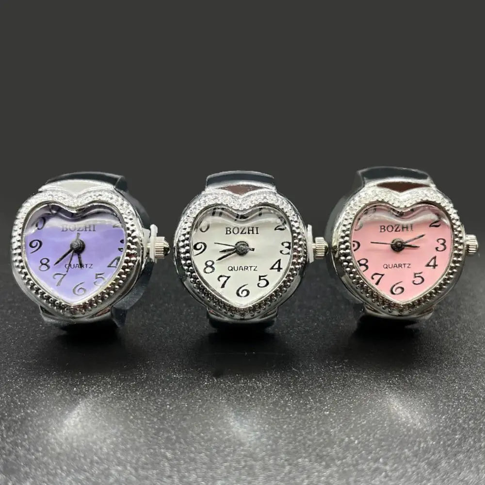 Vintage Finger Watch Ring — Heart Clock Punk Couple Ring