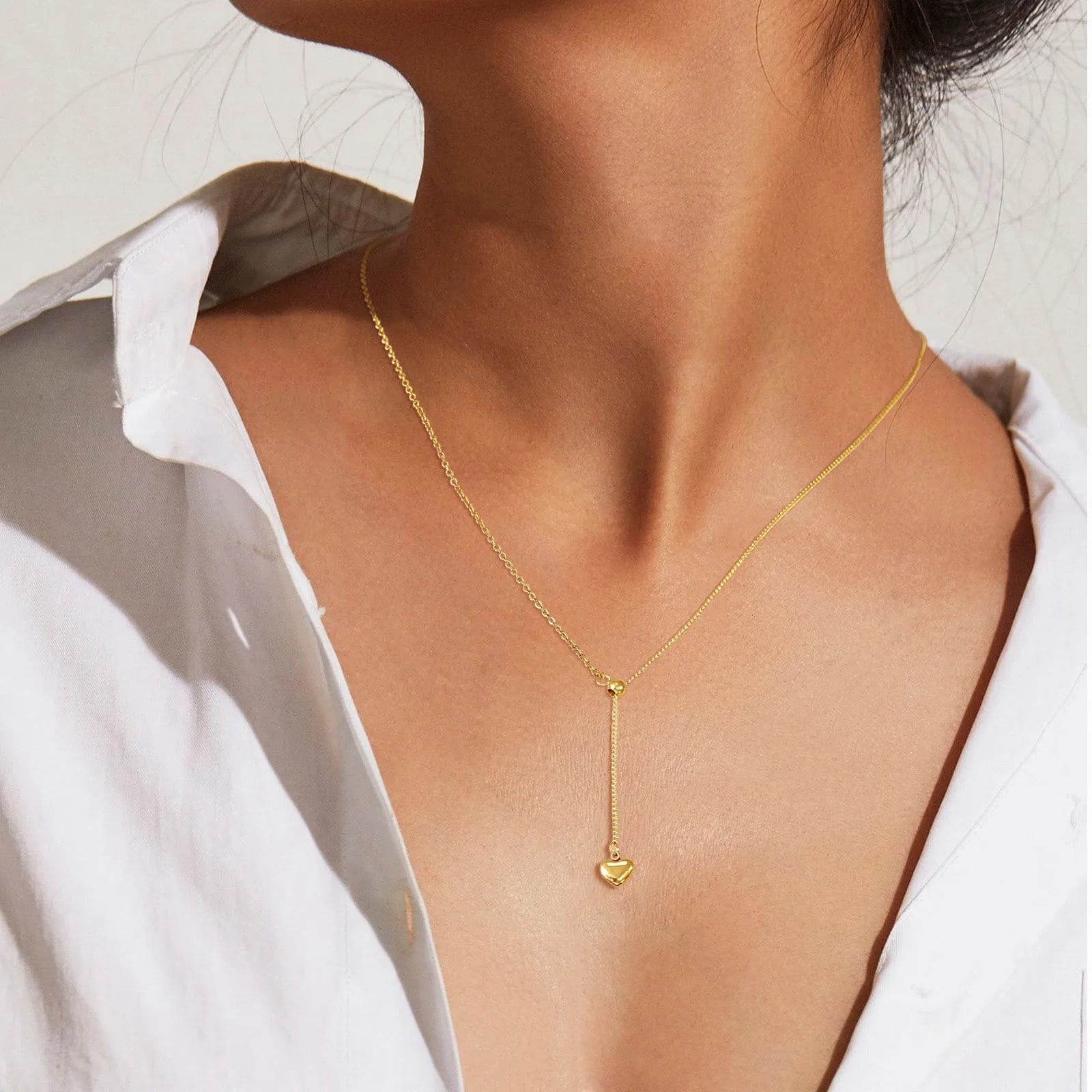 Heart & Butterfly Y-Necklace — Simple Sweater Chain