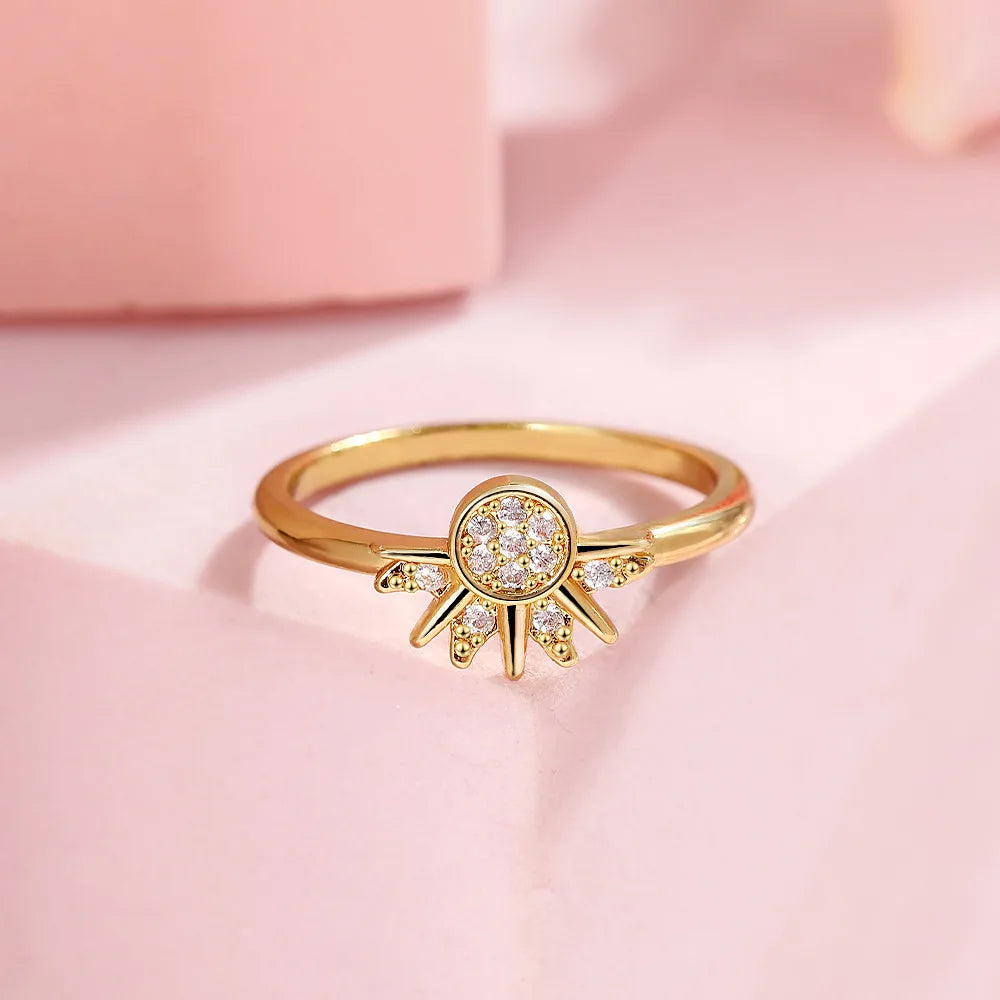 Sun & Moon Couple Ring Set — 925 Silver with Sky Blue Zirconia