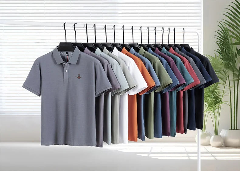 100% pure cotton fashionable men's shortsleeved polo shirt summer new business casual top exquisite brand pony embroidery Tshirt